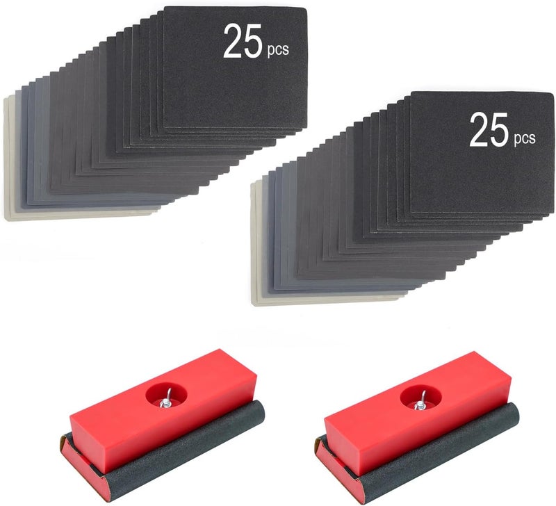 SCOTTCHEN Hand Sanding Blocks Auto Body 2pack, Sandpaper Woodworking Furniture Sander Hand Tool, 50pcs sandpaper, Grit 120 to 3000 - Image 1